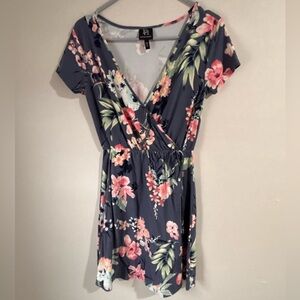 Derek Heart Navy Floral Mini Wrap Dress